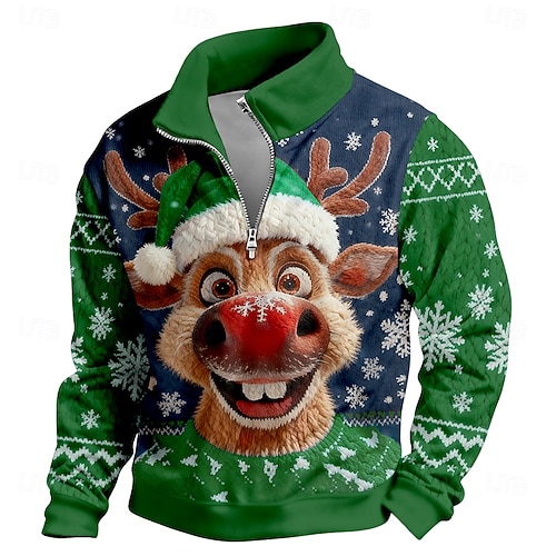  חג המולד בגדי ריקוד גברים כל אחד טרנינג מגניב יומי מסוגנן שרוול ארוך עומד בָּחוּץ בית מתנה פול כחול 2# שחור אודם סגול רוכסן סתיו חורף מְעַצֵב S M L XL XXL XXXL