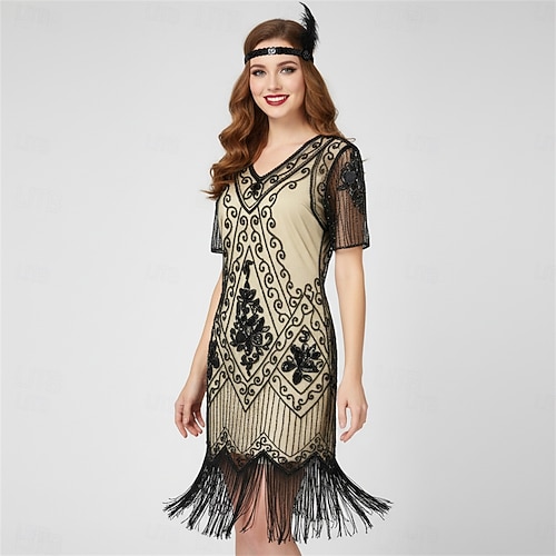 20s style prom dress 1920s Flapper Dress 1920s Style Prom Dress Queendancer Women Light Khaki 1920s Flapper Dress Great Gatsby