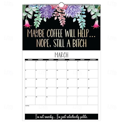  Hauska kalenteri 2026, taas mennään, vuoden 2026 kirouskalenteri väsyneille naisille, iso seinäkalenteri lahjaksi naispuolisille työtovereille ja parhaille ystäville