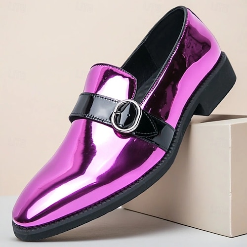 Men's Pink Patent Leather Monk Strap Shoes with Black Accents - Trendy Dress  Shoes for Fashion-forward Events 2026 - $54.99