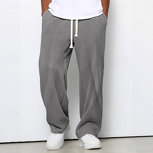  Homens Calça de moletom com pernas largas Calças Calças de Veludo Calças largas Calça casual Com Cordão Cintura elástica Tecido Listrado Pavio Humido Respirável Comprimento total Esportes Casual