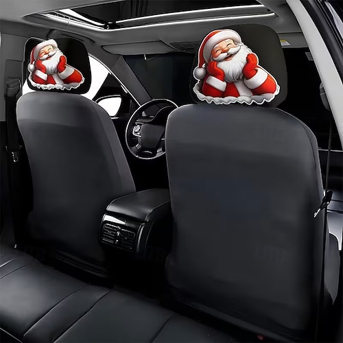  2 τεμάχια χριστουγεννιάτικα καλύμματα αυτοκινήτου με τυπωμένο τον Άγιο Βασίλη, εσωτερική διακόσμηση, γενικής χρήσης, πλενόμενα, εύκολα στην εγκατάσταση, κατάλληλα για μεγάλα οδικά ταξίδια, πάρτι