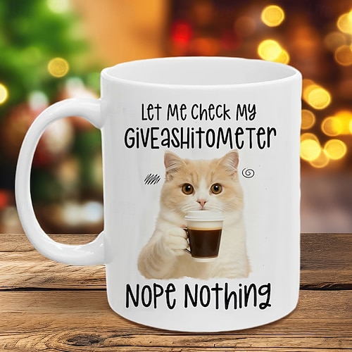 Funny Gift Mug Let Me Check My Giveashitometer Nope Nothing Fun Christmas Gifts For Cat Lover Friends Family
