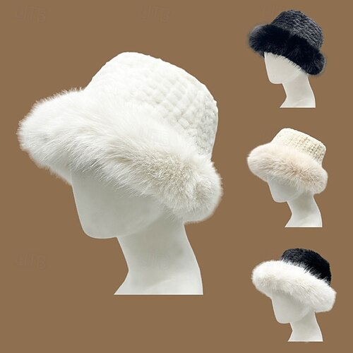  Damskie Kapelusz Kapelusz bucket Odporność na wiatr Ciepłe Na co dzień Weekend Polar Czyste kolory