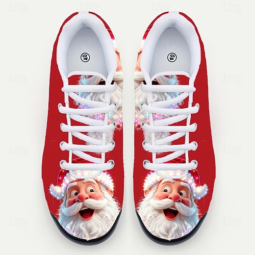  3D-tryckta julsneakers för herr med jultomtenmotiv – lekfulla och mysiga, perfekta för julfester och högtidsevenemang