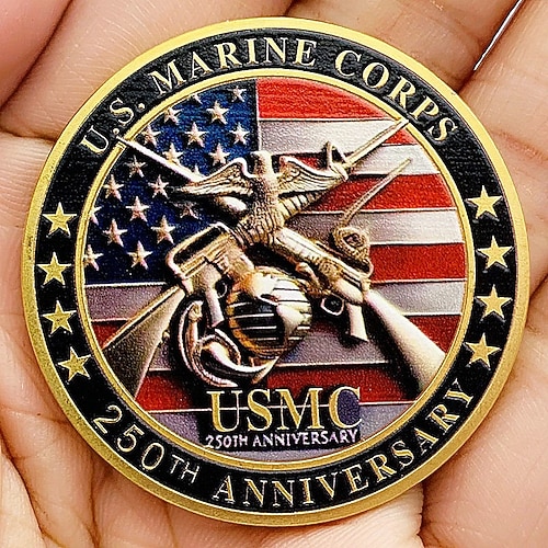  250th Anniversary U.S. Commemorative Coin, Collectible Coins, Durable Metal Display Coins for Collectors & Gift Idea, Patriotic Military Theme Semiquincentennial