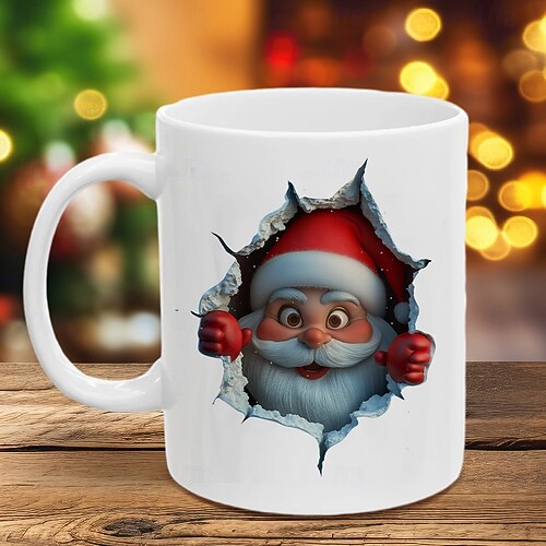  Забавный рождественский подарок, кружка, 3D-мем с разбитой кофейной чашкой, подарок для мужчин, женщин и подростков, модный мем с кружкой Санта-Клауса, подарок на праздничную вечеринку.