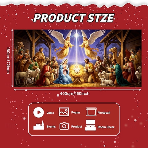  غطاء باب مرآب عيد الميلاد مشهد المهد 2025 خلفية معلقة كبيرة جدارية عطلة دينية ديكور خارجي خلفية تصوير حفلة فناء المنزل ديكور عيد الميلاد الاحتفالي