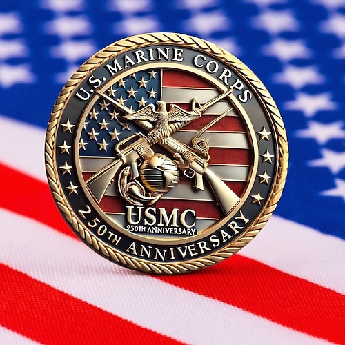  250th Anniversary U.S. Commemorative Coin, Collectible Coins, Durable Metal Display Coins for Collectors & Gift Idea, Patriotic Military Theme Semiquincentennial