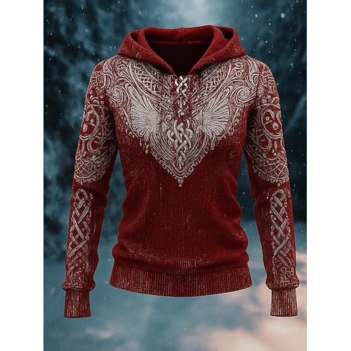  Γυναικεία Πουλόβερ Διακοπές Βίντατζ Απίθανο Γεωμετρικό Με Κουκούλα Στάμπα Μακρυμάνικο Κανονικά μπλουζάκια Πλέκω ΕΞΩΤΕΡΙΚΟΥ ΧΩΡΟΥ Καθημερινά Ρουμπίνι Ανοιχτό Γκρι Φθινόπωρο Χειμώνας