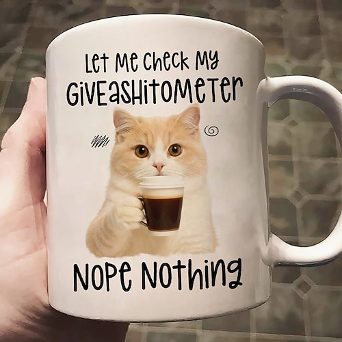  Funny Gift Mug Let Me Check My Giveashitometer Nope Nothing Fun Christmas Gifts For Cat Lover Friends Family