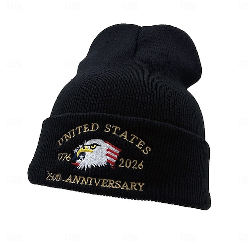  Вязаная шапка к 250-летию Шапка с отворотом к 250-летию Соединенных Штатов Теплая зимняя шапка с кабелем Унисекс уличная мода Патриотический подарок семиквинтескеннального