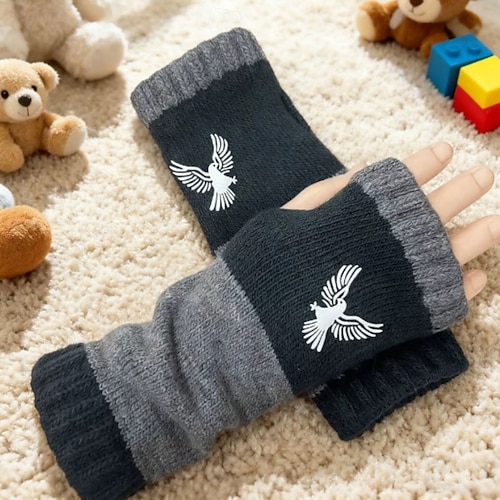  Naisten 1 pari Puolisormi / Neulotut käsineet Aktiivinen / Katutyyli Hanskat - Väripalikka / Kukka Painettu