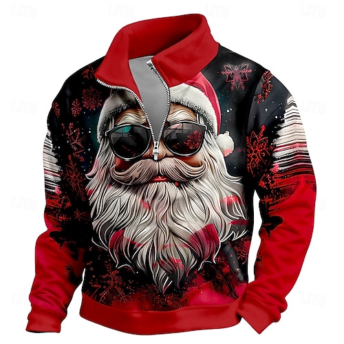  Jul Herr jultomten Tröja Häftig Dagligen Stylish Långärmad Hög krage Utomhus Hem Gåva Blå Rubinrött Purpur Grön Dragkedja Höst Vinter Designer S M L XL XXL XXXL