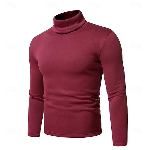  Miesten Poolopaita Knitwear Miesten Turtle Neck Neule Pusero Neuloa Tavalliset topit Kudottu Tavallinen Poolokaulus Moderni nykyaikainen Työ Arki-asut Vaatetus Syksy Talvi Viini Musta S M L