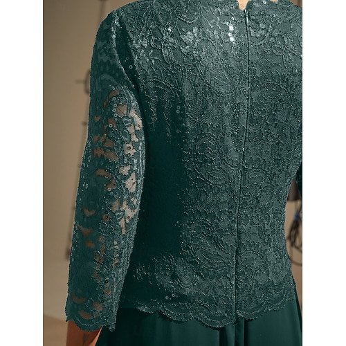  Naisten Maksimekko Sifonki Mekko Tyylikäs Häävieras Iltajuhlat Normaali Yhtenäinen väri 3/4 hiha Tiukka pyöreä kaula-aukko Smaragdin vihreä Kevät Syksy Talvi