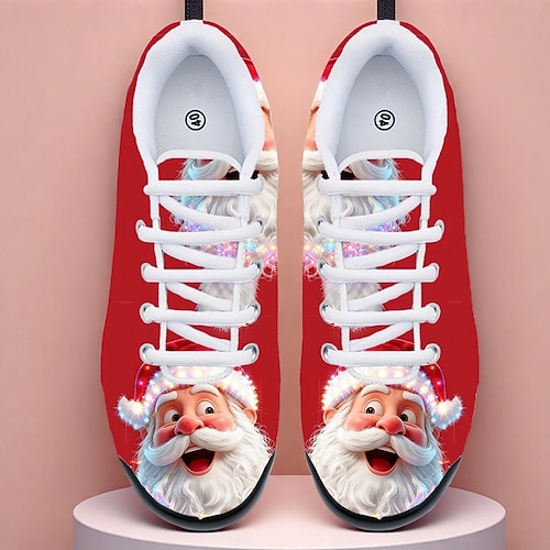  3D-tryckta julsneakers för herr med jultomtenmotiv – lekfulla och mysiga, perfekta för julfester och högtidsevenemang