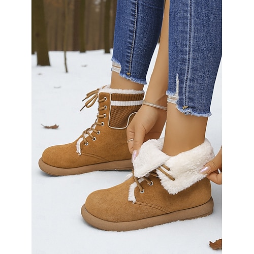 Cozy Brown Lace-Up Boots with Fur Lining Cozy Fur-lined Womens Winter Lace-up Boots on Luulla main image 3