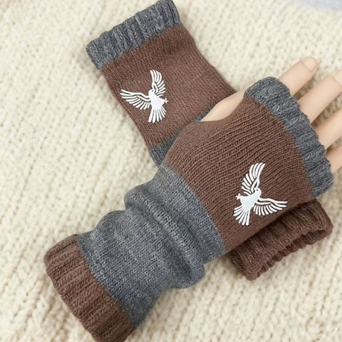  Naisten 1 pari Puolisormi / Neulotut käsineet Aktiivinen / Katutyyli Hanskat - Väripalikka / Kukka Painettu