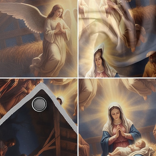  غطاء باب مرآب عيد الميلاد مشهد المهد 2025 خلفية معلقة كبيرة جدارية عطلة دينية ديكور خارجي خلفية تصوير حفلة فناء المنزل ديكور عيد الميلاد الاحتفالي