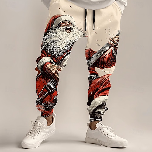  christmas herre julenissen printed joggebukser julenissen mote uformelle joggebukser bukselomme midt midje snøring elastisk midje fest kveld hverdagstøy vår høst vinter 3d print normal passform