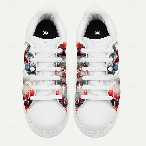  Vita julsneakers för män med jultomtetryck - roliga och bekväma skor för fester, familjesammankomster och julfirande