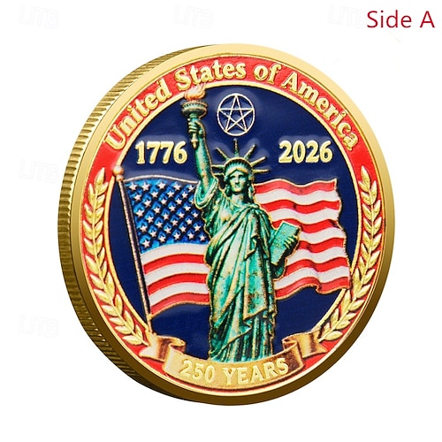  Mince pamětní k 250. výročí – Zlatý americký prapor a design zvonu svobody sběratelské mince odolné kovové výroční mince pro vystavení sběratelé patrioti semikvincenální