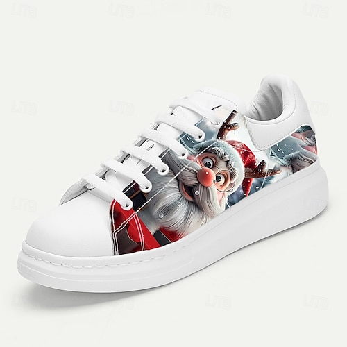 Vita julsneakers för män med jultomtetryck - roliga och bekväma skor för fester, familjesammankomster och julfirande