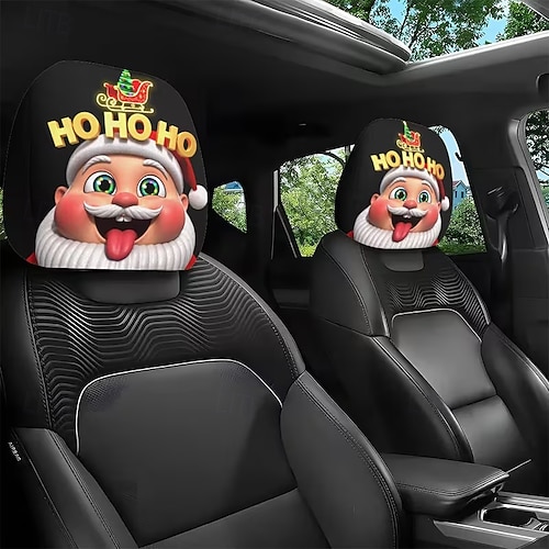  2 τεμάχια χριστουγεννιάτικα καλύμματα αυτοκινήτου με τυπωμένο τον Άγιο Βασίλη, εσωτερική διακόσμηση, γενικής χρήσης, πλενόμενα, εύκολα στην εγκατάσταση, κατάλληλα για μεγάλα οδικά ταξίδια, πάρτι
