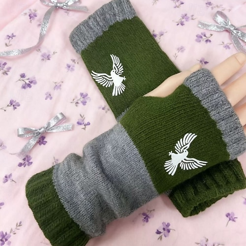  Naisten 1 pari Puolisormi / Neulotut käsineet Aktiivinen / Katutyyli Hanskat - Väripalikka / Kukka Painettu