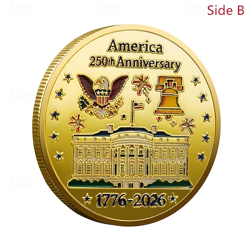  Mince pamětní k 250. výročí – Zlatý americký prapor a design zvonu svobody sběratelské mince odolné kovové výroční mince pro vystavení sběratelé patrioti semikvincenální