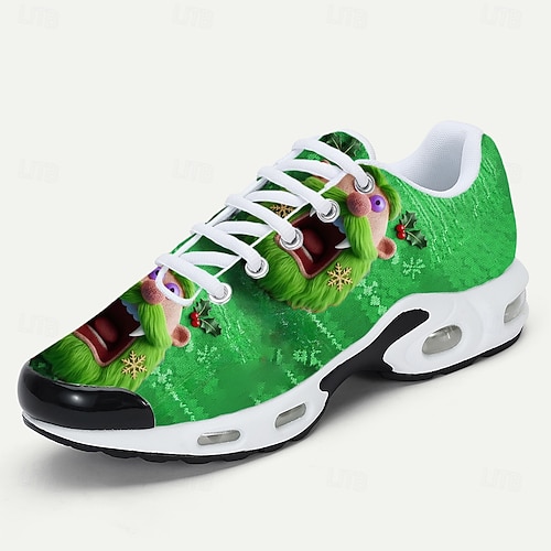  Herrsneakers med julfigurer – 3D-tryckt design, roliga och festliga, perfekta för högtidssammankomster och familjefester
