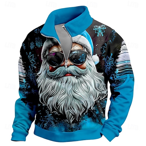  Jul Herr jultomten Tröja Häftig Dagligen Stylish Långärmad Hög krage Utomhus Hem Gåva Blå Rubinrött Purpur Grön Dragkedja Höst Vinter Designer S M L XL XXL XXXL