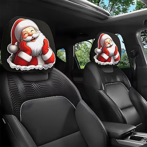  2 τεμάχια χριστουγεννιάτικα καλύμματα αυτοκινήτου με τυπωμένο τον Άγιο Βασίλη, εσωτερική διακόσμηση, γενικής χρήσης, πλενόμενα, εύκολα στην εγκατάσταση, κατάλληλα για μεγάλα οδικά ταξίδια, πάρτι