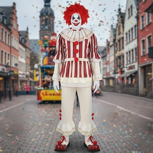 Clown Pennywise Karneval Kostüm Es Horror Gruseliges Kostüm Erwachsene Herren Damen Halloween Karneval Leistung Party Einfaches Karnevalskostüm Verkleiden