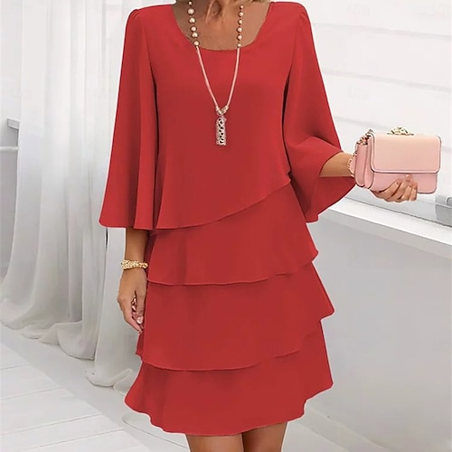 Women's Mini Dress Party Dress Cocktail Dress Wedding Guest Dress Chiffon  Dress Elegant Fashion Modern Outdoor Evening Party Party Regular Fit Plain  Short Sleeve V Neck Blue Pink Red Beige Summer 2026 -
