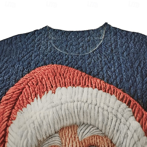  Ugly Christmas Sweater Men's Santa Claus Print Pullover Sweater Jumper Knitwear Crewneck Casual Vacation Daily Festival Keep Warm Long Sleeve Spring Fall Winter Black A Black B Black