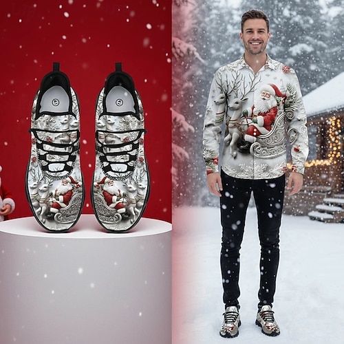  Ανδρικά χριστουγεννιάτικα αθλητικά παπούτσια με τάρανδο – διασκεδαστικά και εορταστικά, άνετα αθλητικά παπούτσια για χαλαρές εξόδους και χριστουγεννιάτικες γιορτές