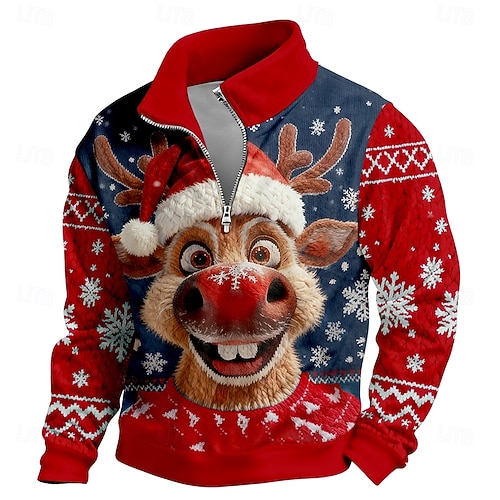  חג המולד בגדי ריקוד גברים כל אחד טרנינג מגניב יומי מסוגנן שרוול ארוך עומד בָּחוּץ בית מתנה פול כחול 2# שחור אודם סגול רוכסן סתיו חורף מְעַצֵב S M L XL XXL XXXL