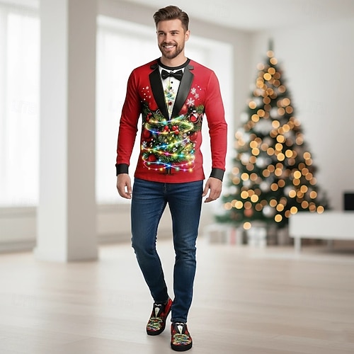  Мужские кроссовки с изображением елки, напечатанные на 3D-принтере — праздничные и веселые, идеально подходят для праздничных встреч, семейных торжеств и рождественских вечеринок.