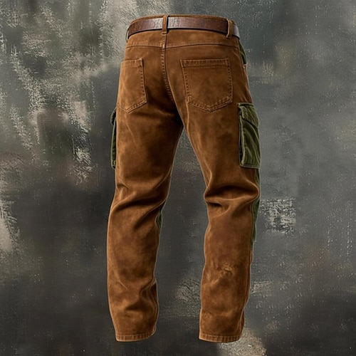  Homens Calças Cargo Calças Calças de Veludo Calças de camurça sintética Calça casual Bolsos Cintura elástica Bolso multi Tecido Conforto Macio Comprimento total Ao ar livre Casual Diário Férias Moda