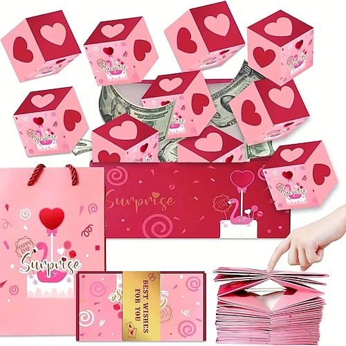Scatola regalo esplosiva, scatola pop-up a sorpresa, scatola saltante per compleanni, San Valentino, Natale, matrimoni, festival, esplosione di contan