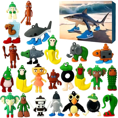 Calendario dell'avvento di Natale 2025 di Italian Brainrot, calendario del conto alla rovescia con action figure di Tung Tung Tung Sahur, regalo di Na