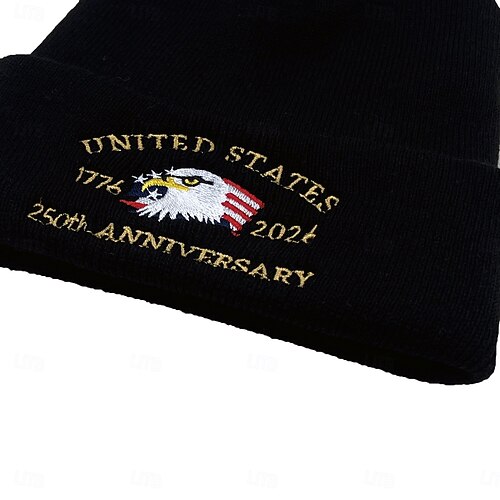  Вязаная шапка к 250-летию Шапка с отворотом к 250-летию Соединенных Штатов Теплая зимняя шапка с кабелем Унисекс уличная мода Патриотический подарок семиквинтескеннального
