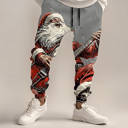  christmas herre julenissen printed joggebukser julenissen mote uformelle joggebukser bukselomme midt midje snøring elastisk midje fest kveld hverdagstøy vår høst vinter 3d print normal passform