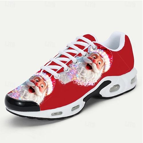  3D-tryckta julsneakers för herr med jultomtenmotiv – lekfulla och mysiga, perfekta för julfester och högtidsevenemang