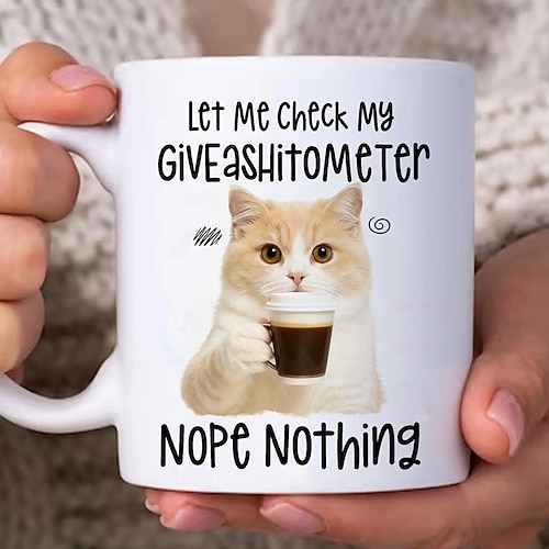  Funny Gift Mug Let Me Check My Giveashitometer Nope Nothing Fun Christmas Gifts For Cat Lover Friends Family