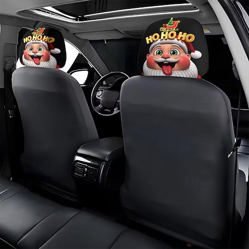  2 τεμάχια χριστουγεννιάτικα καλύμματα αυτοκινήτου με τυπωμένο τον Άγιο Βασίλη, εσωτερική διακόσμηση, γενικής χρήσης, πλενόμενα, εύκολα στην εγκατάσταση, κατάλληλα για μεγάλα οδικά ταξίδια, πάρτι