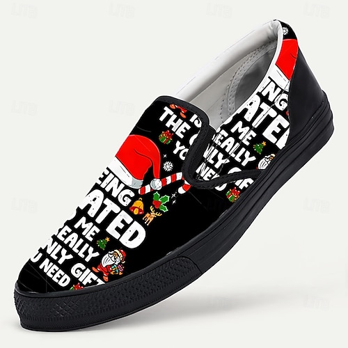  Мужские кроссовки с Санта-Клаусом, напечатанные на 3D-принтере — игривый дизайн, удобные и уютные, идеально подходят для рождественских вечеринок и праздничных встреч