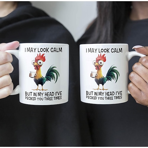  αστεία κούπα δώρου μπορεί να φαίνομαι ήρεμος αλλά στο μυαλό μου σε έχω τσιμπήσει τρεις φορές κεραμικό φλιτζάνι καφέ για λάτρεις του κοτόπουλου γραφείο σπίτι χιούμορ δώρο